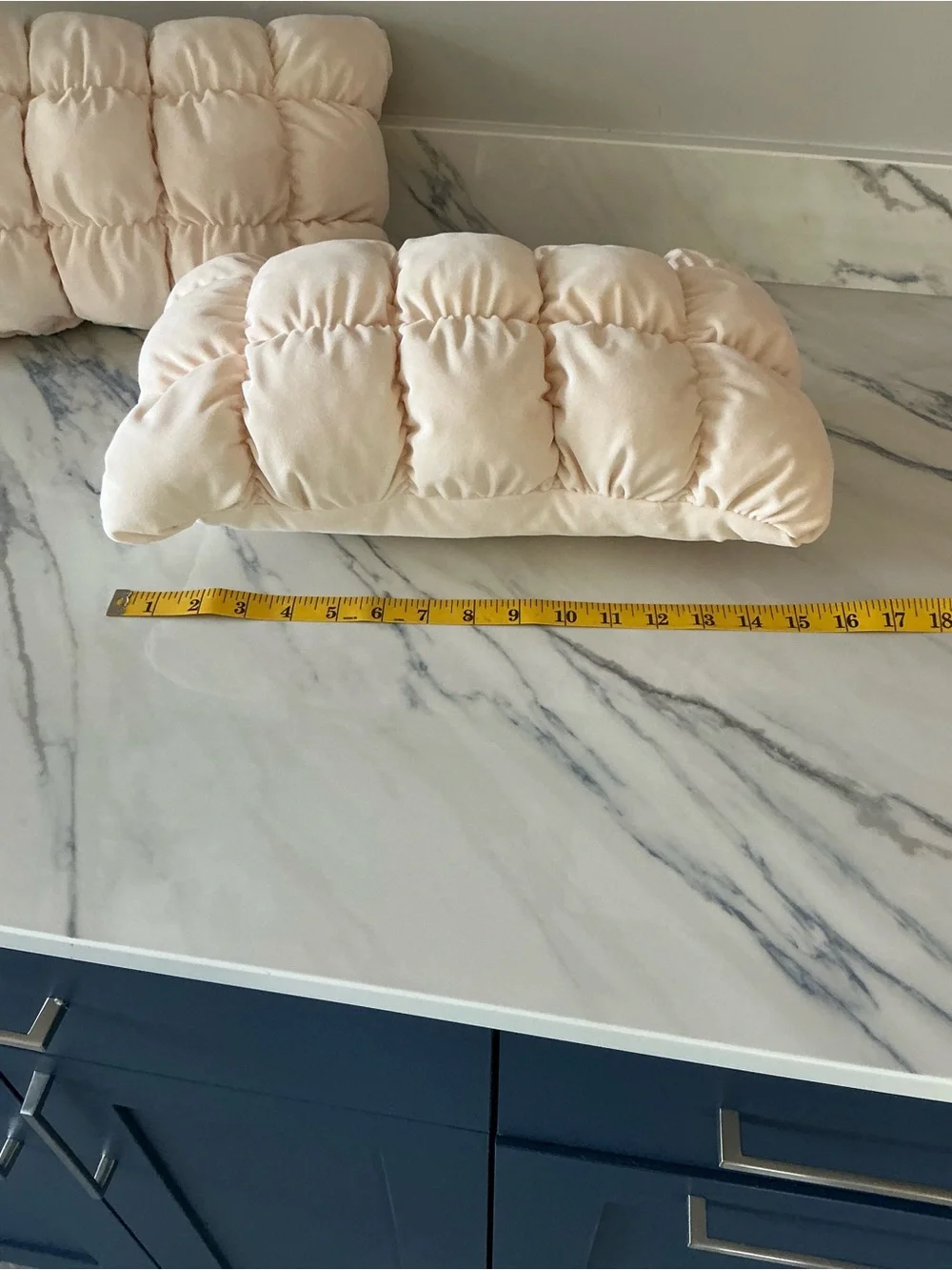 Plush Quilted Rectangular Pillow Pair in Soft Beige